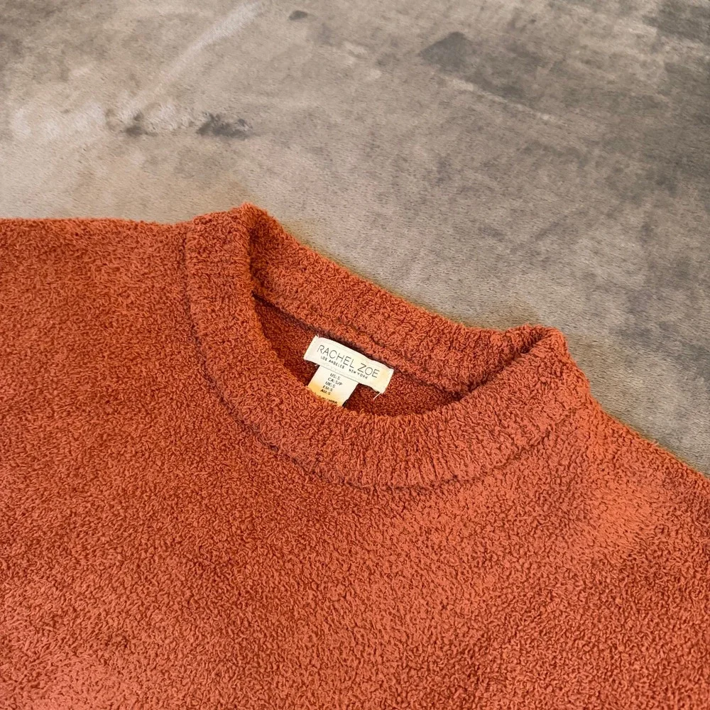 Rachel Zoe Boucle Knit Sweater Womens Small Rust Orange‎ Crewneck Relaxed Fit